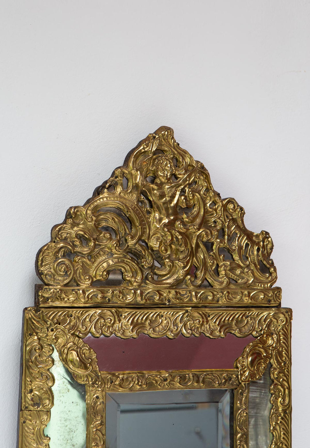 Antiguo espejo francés dorado con copete s. xix antique french mirror