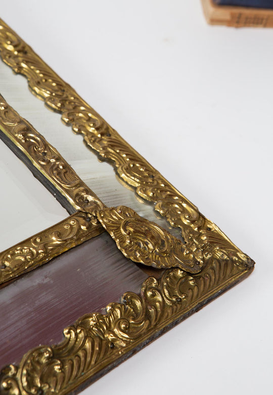 Antiguo espejo francés dorado con copete s. xix antique french mirror