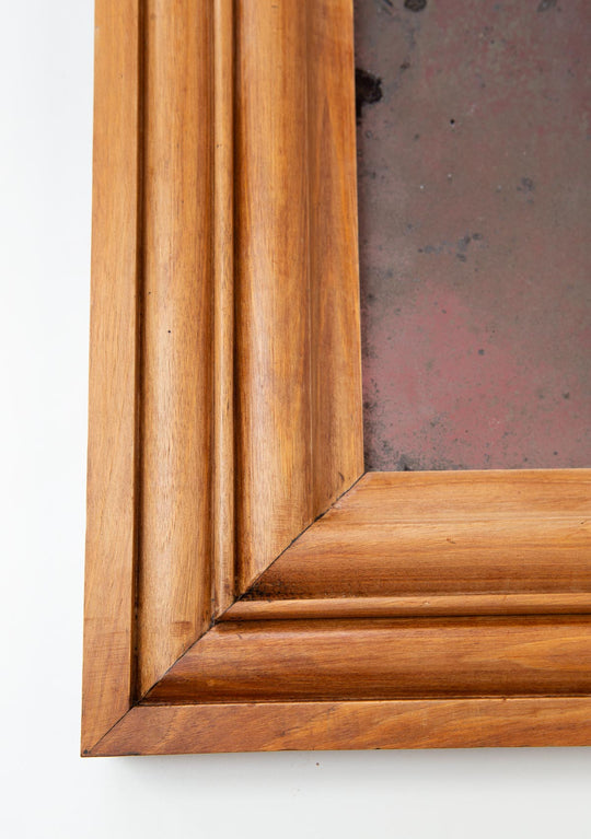 Antiguo espejo francés rectangular madera natural