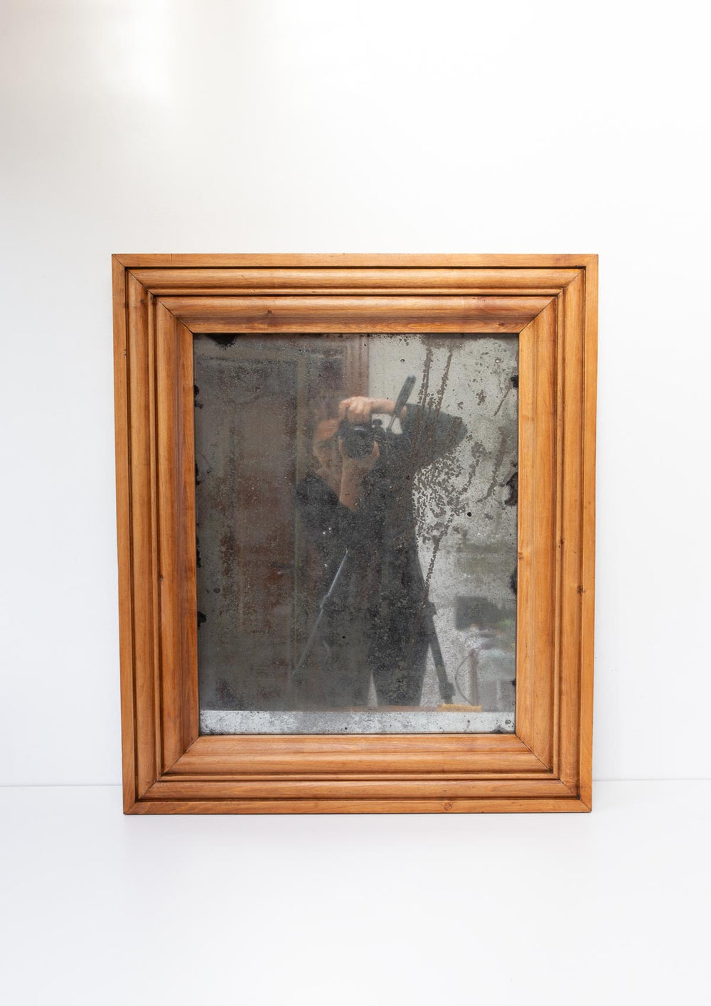 Antiguo espejo francés rectangular madera natural