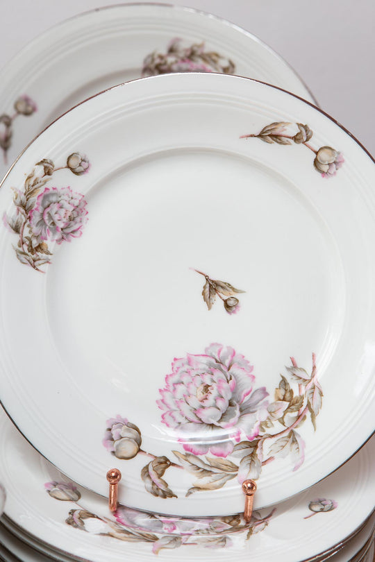 Vajilla porcelana francesa art decó flores malva french dinner service ancien service a vaiselle