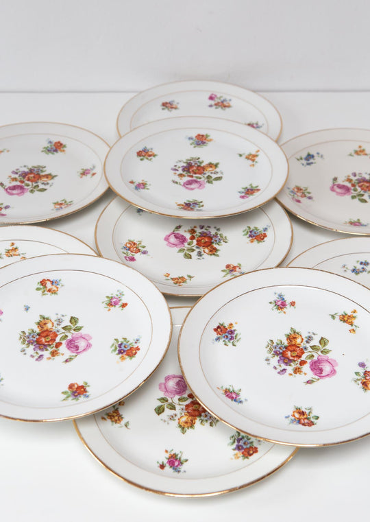 Juego 10 platos porcelana Lourioux vintage french dinner plates with flowers