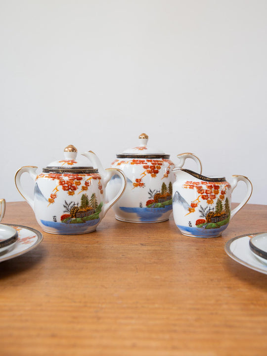 Juego de té y postre porcelana para 6 personas. Kutani Japón tea service japanese 
