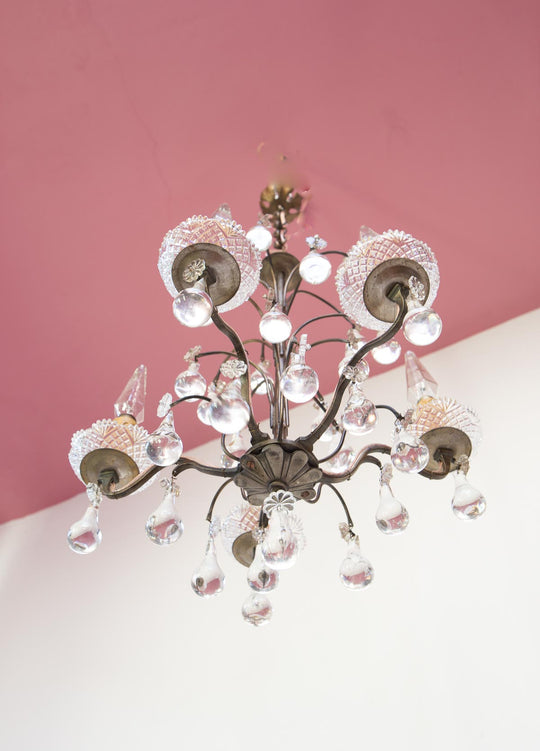 Antigua lámpara de techo francesa latón s. XIX antique french chandelier