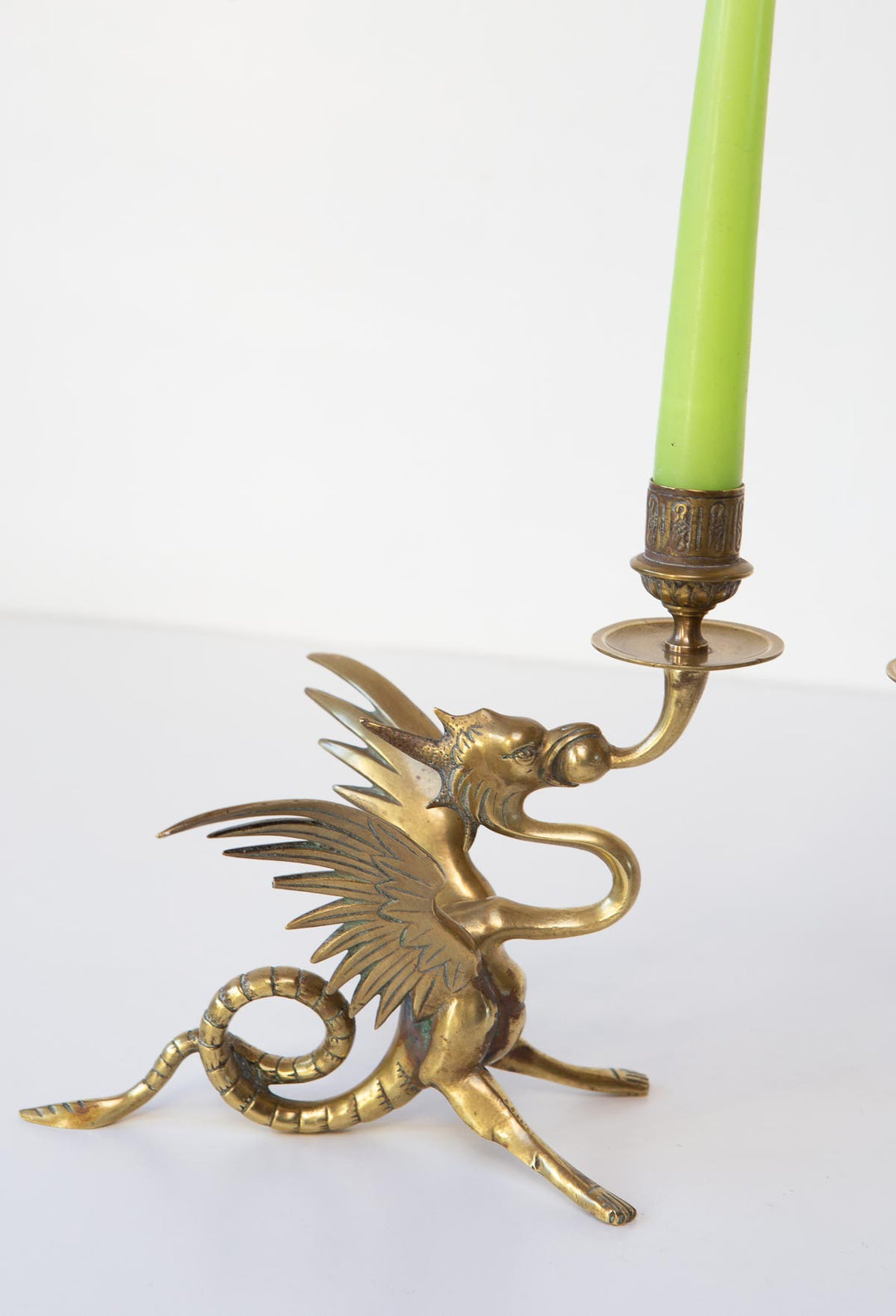 Pareja antiguos candeleros franceses bronce quimeras s. XIX dragones candelabros antique french candleticks