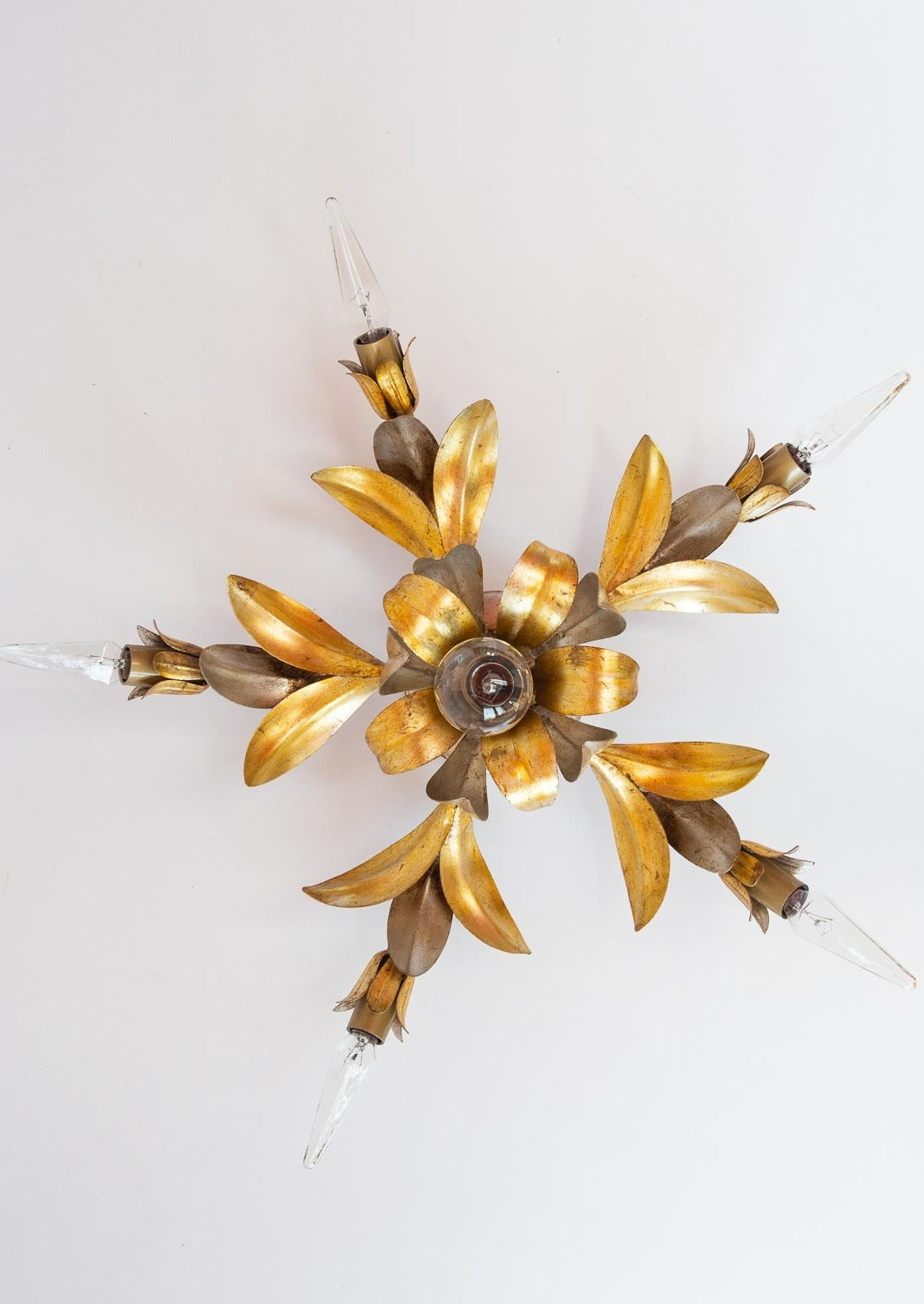 gran aplique metal dorado y plateado vintage sconce