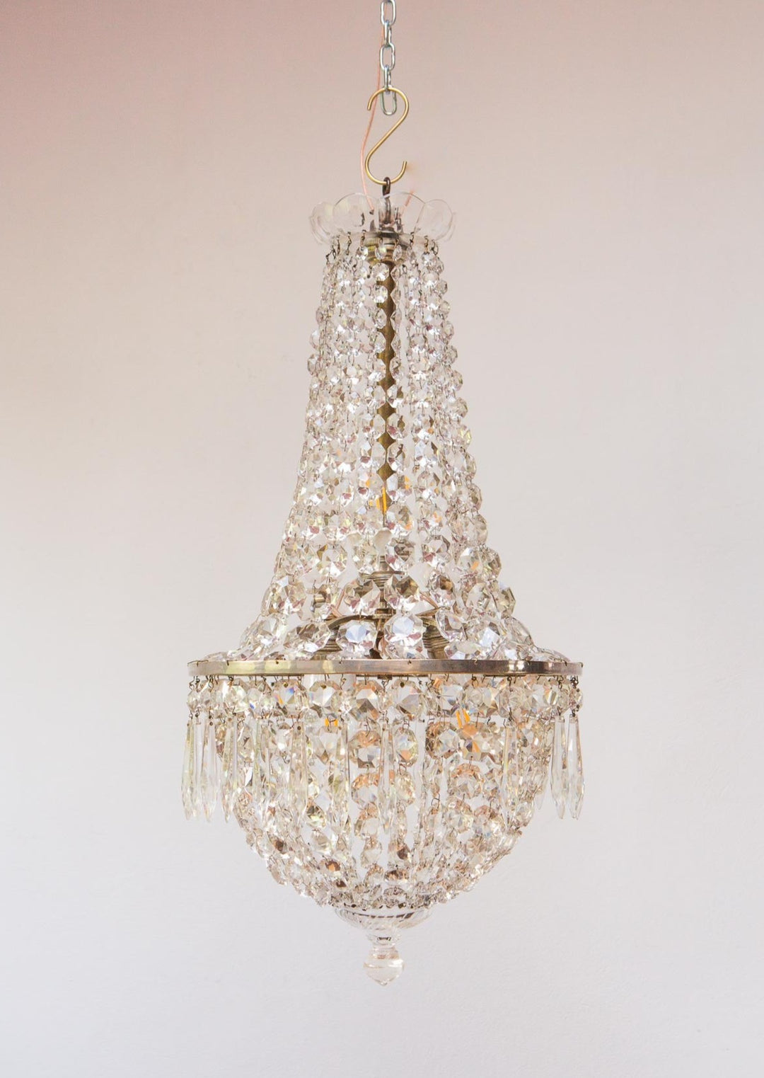 antigua lampara techo cristal tipo baccarat bronce plateado globo antique chandelier