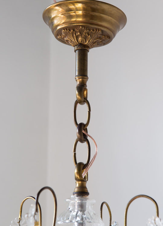 Antigua lámpara de araña francesa latón y cristales (46 m)