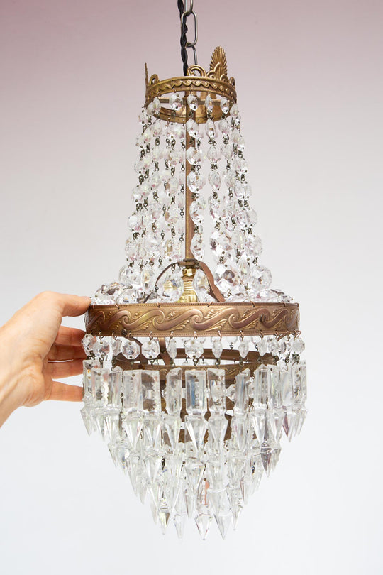 lampara techo bronce y cristales vintage french chandelier