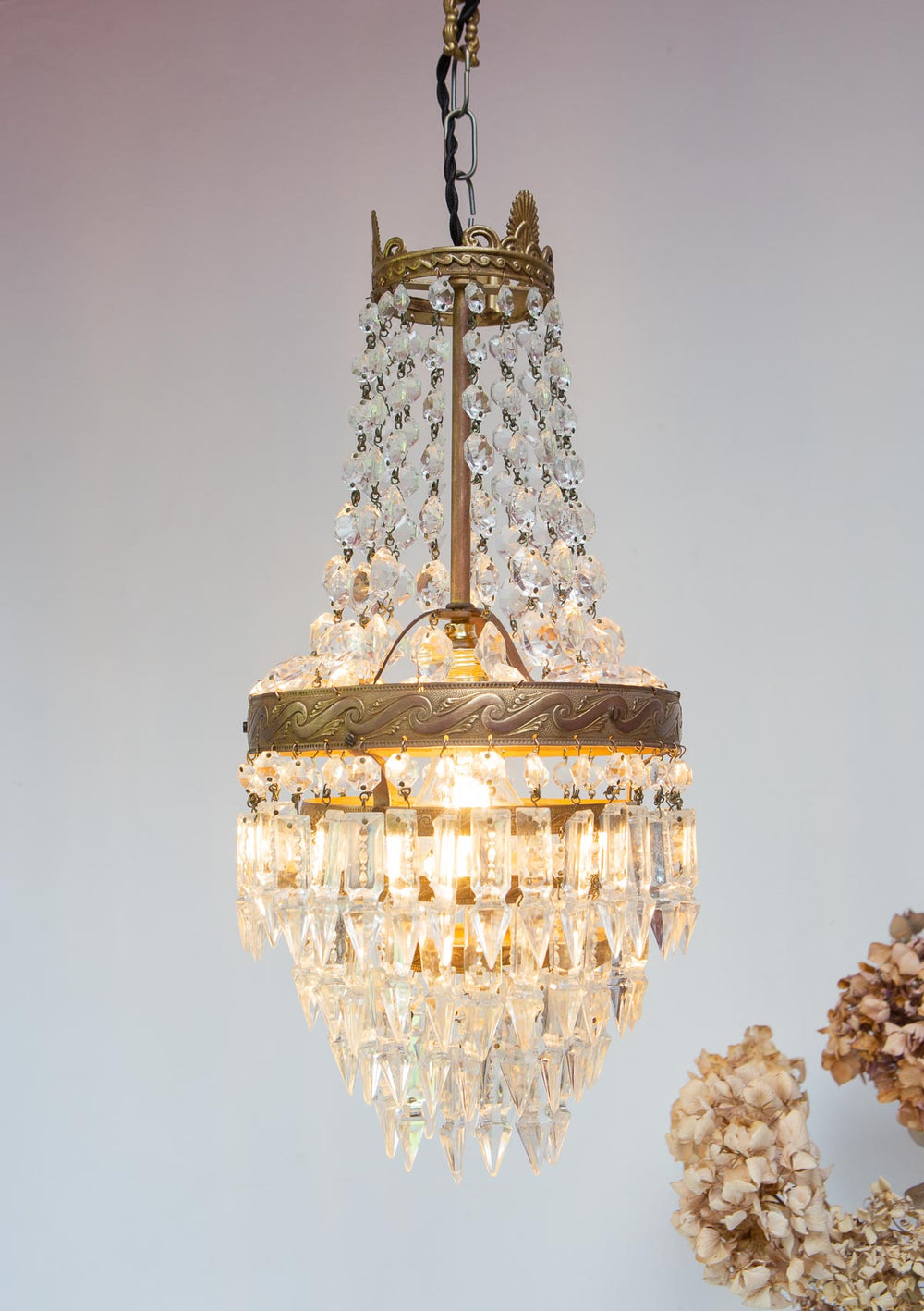 lampara techo bronce y cristales vintage french chandelier