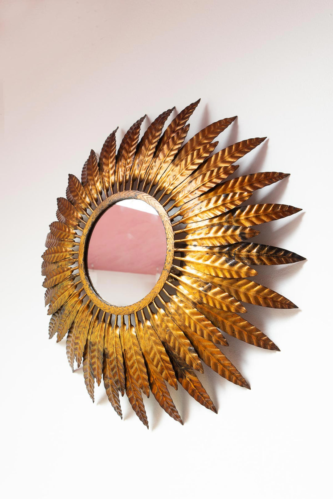 espejo sol metal dorado retroiluminado vintage gold sunburst mirror