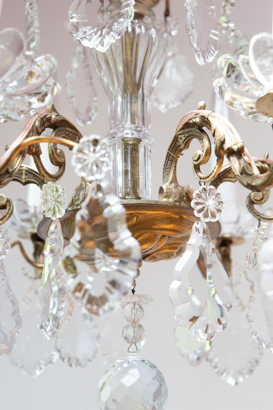 antigua lámpara de techo araña francesa s. xix bronce y cristales estilo baccarat antique french chandelier