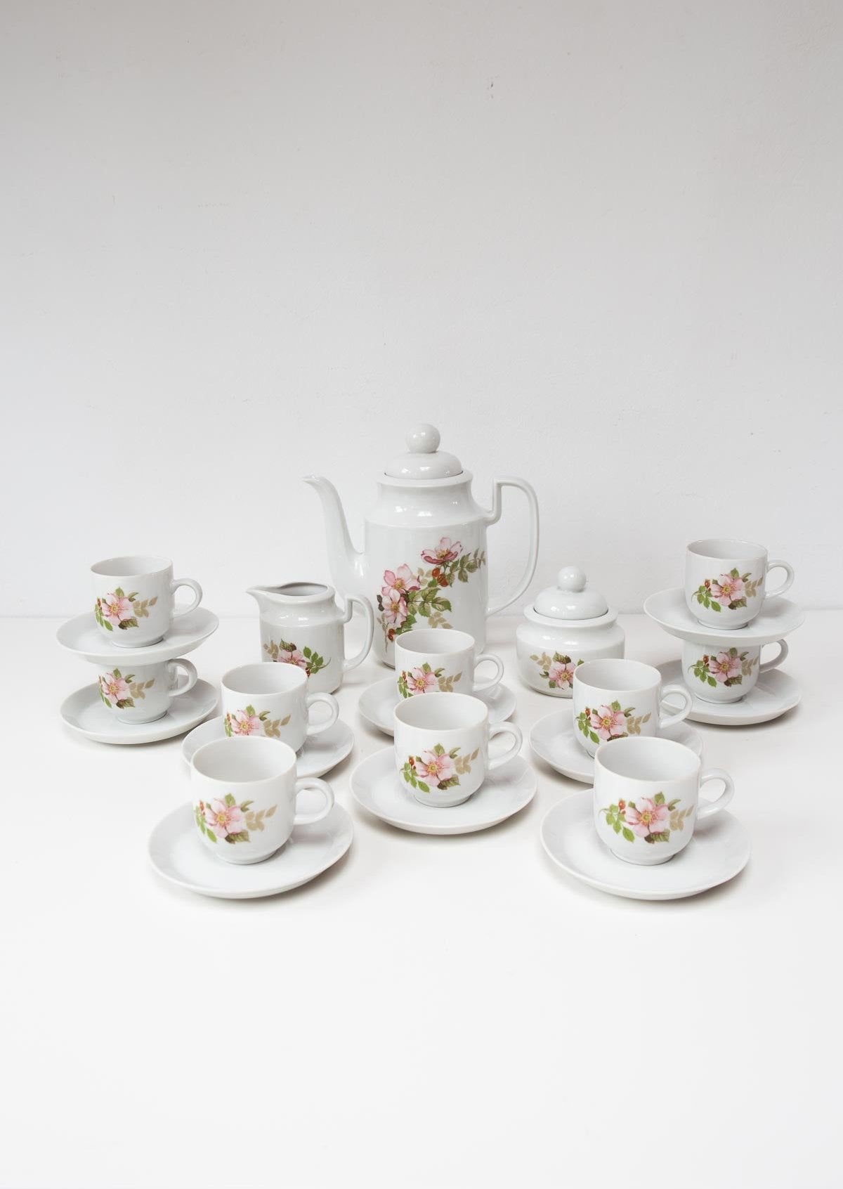 juego café vintage porcelana con flores francés