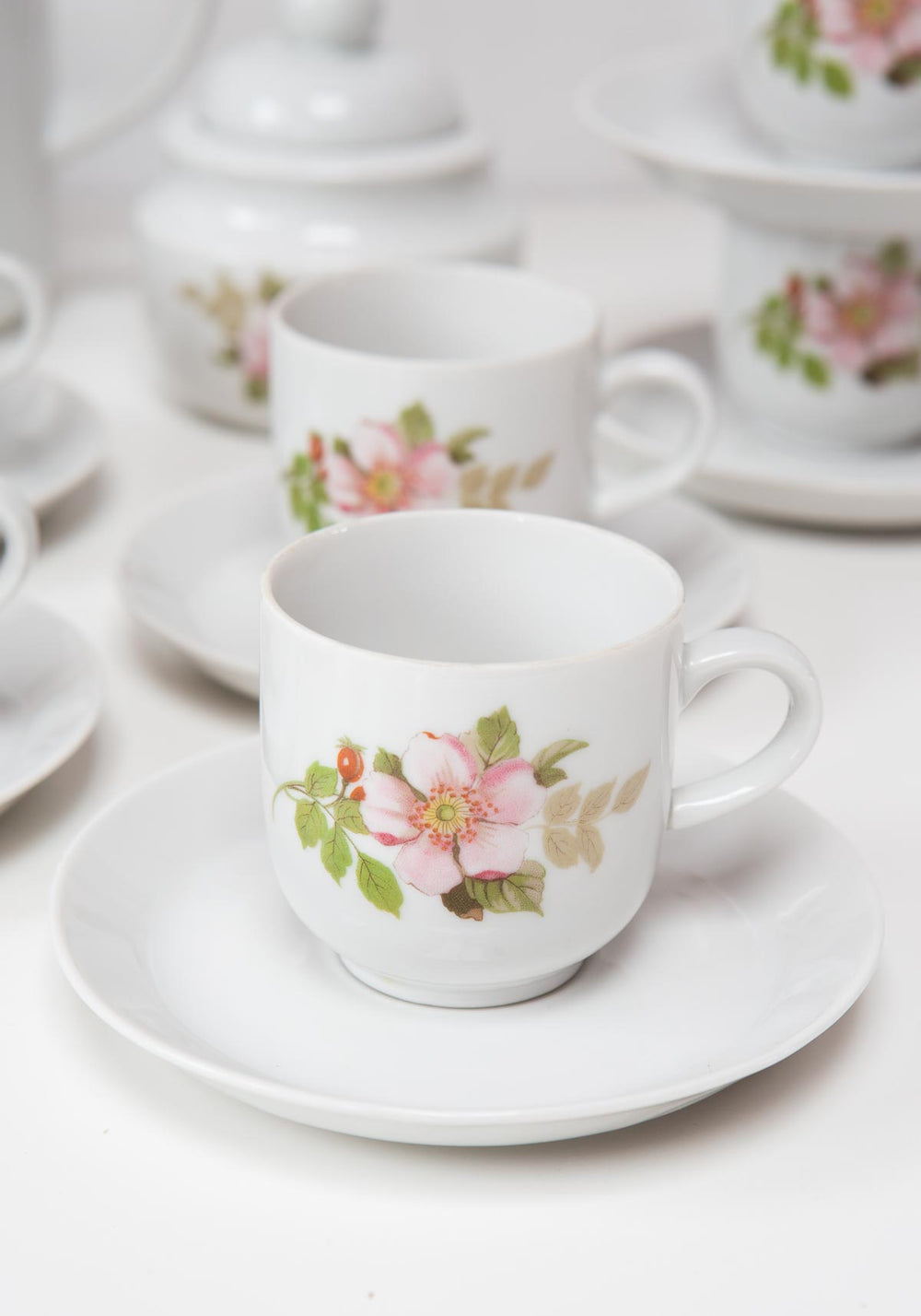 juego café vintage porcelana con flores francés