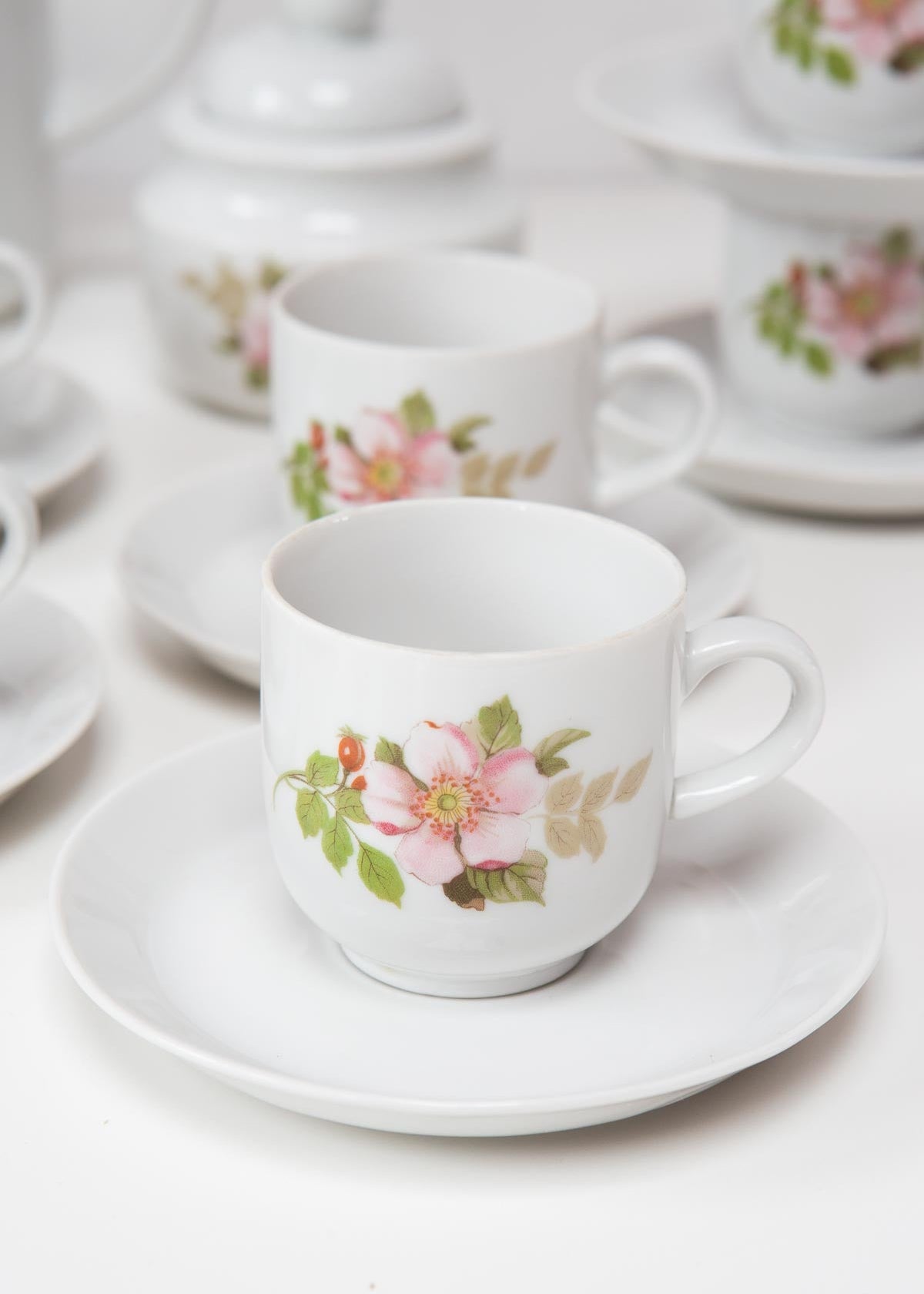 juego café vintage porcelana con flores francés
