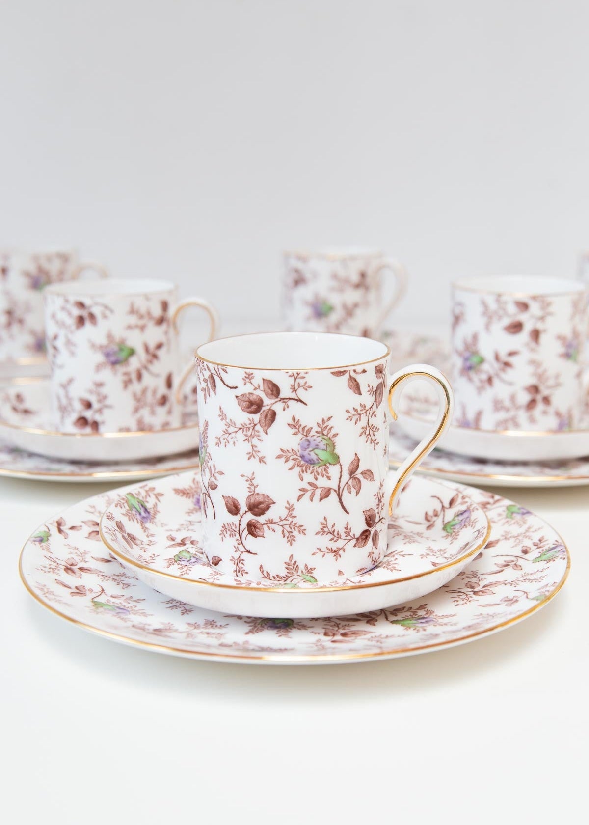 Juego café inglés vintage tuscan fine english bone china du barry rose
