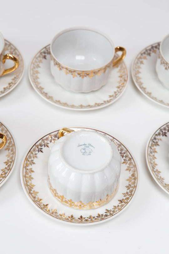 Juego de tazas de porcelana vintage Santa Clara para 6