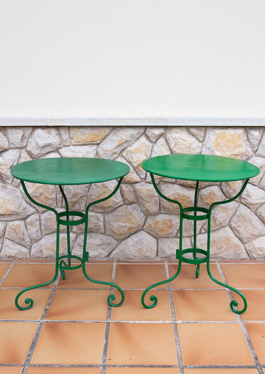 Mesa jardín francesa hierro verde años 1940 (⌀ 61,5 cm)