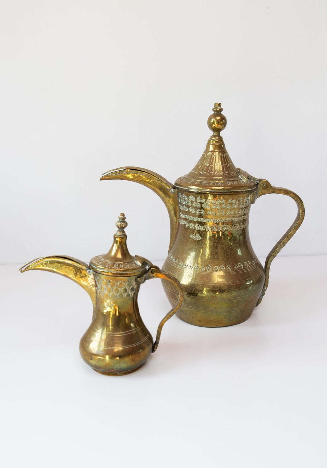 pareja cafeteras laton arabes dallah arab coffee pots