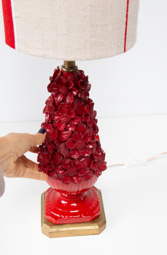 lámpara mesa manises roja sobremesa 