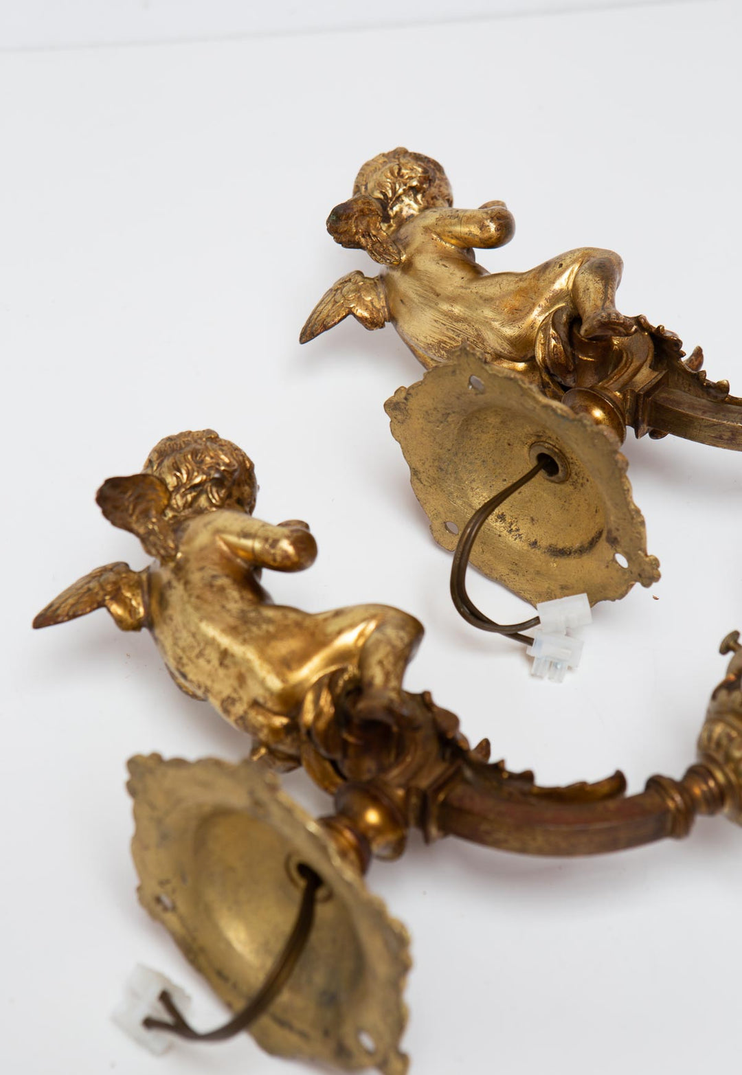 pareja antiguos apliques franceses bronce con angelotes angeles putti antique french bronze wall lights