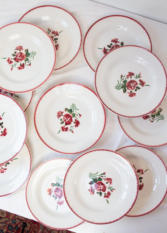 Juego de 6 platos llanos loza francesa vintage 22,5 cm (2 JUEGOS DISPONIBLES)