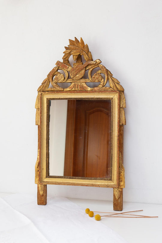 antiguo espejo francesa estilo louis xvi dorado con copete antique french mirror