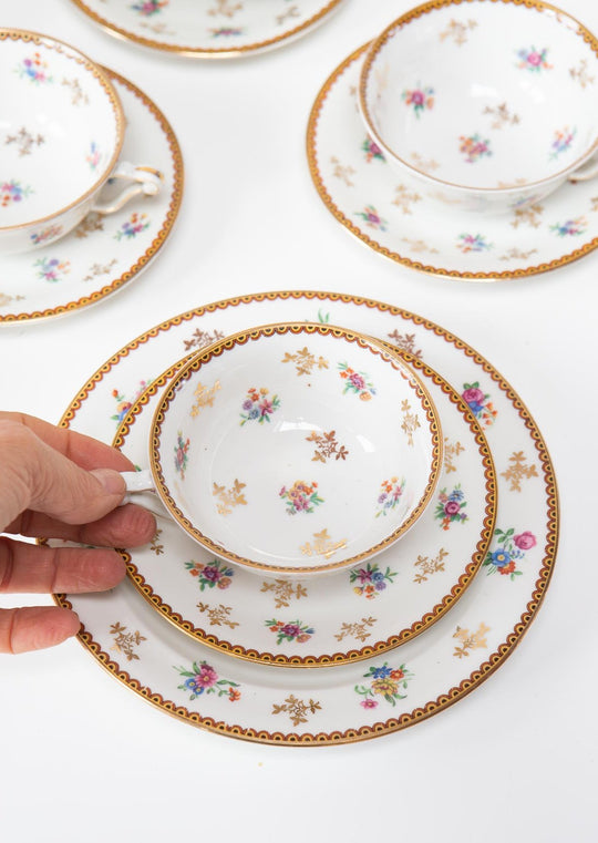 Juego de té o café porcelana Limoges Raynaud (34 piezas)