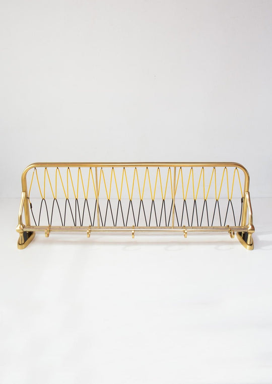 perchero pared aluminio dorado vintage con estante wall rack