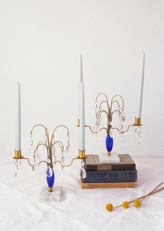 pareja candelabros de mesa suecos estilo gustaviano portavelas vintage