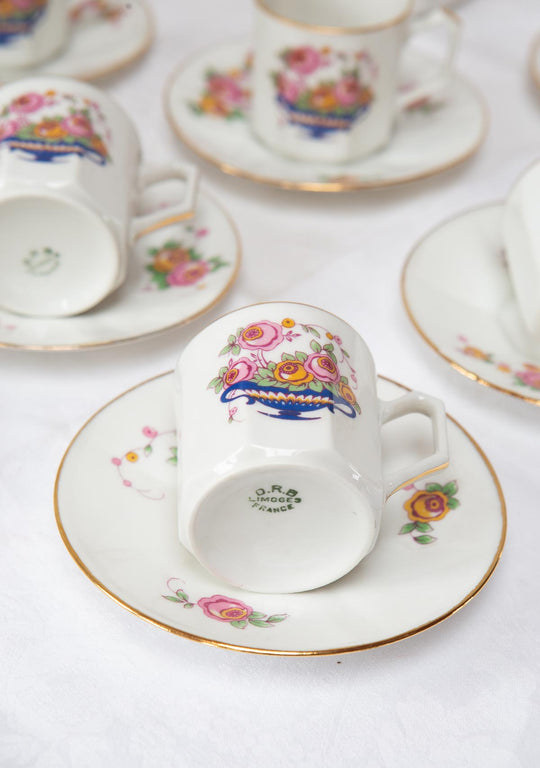 Antiguo juego de café porcelana D.R.B Limoges (12 servicios)