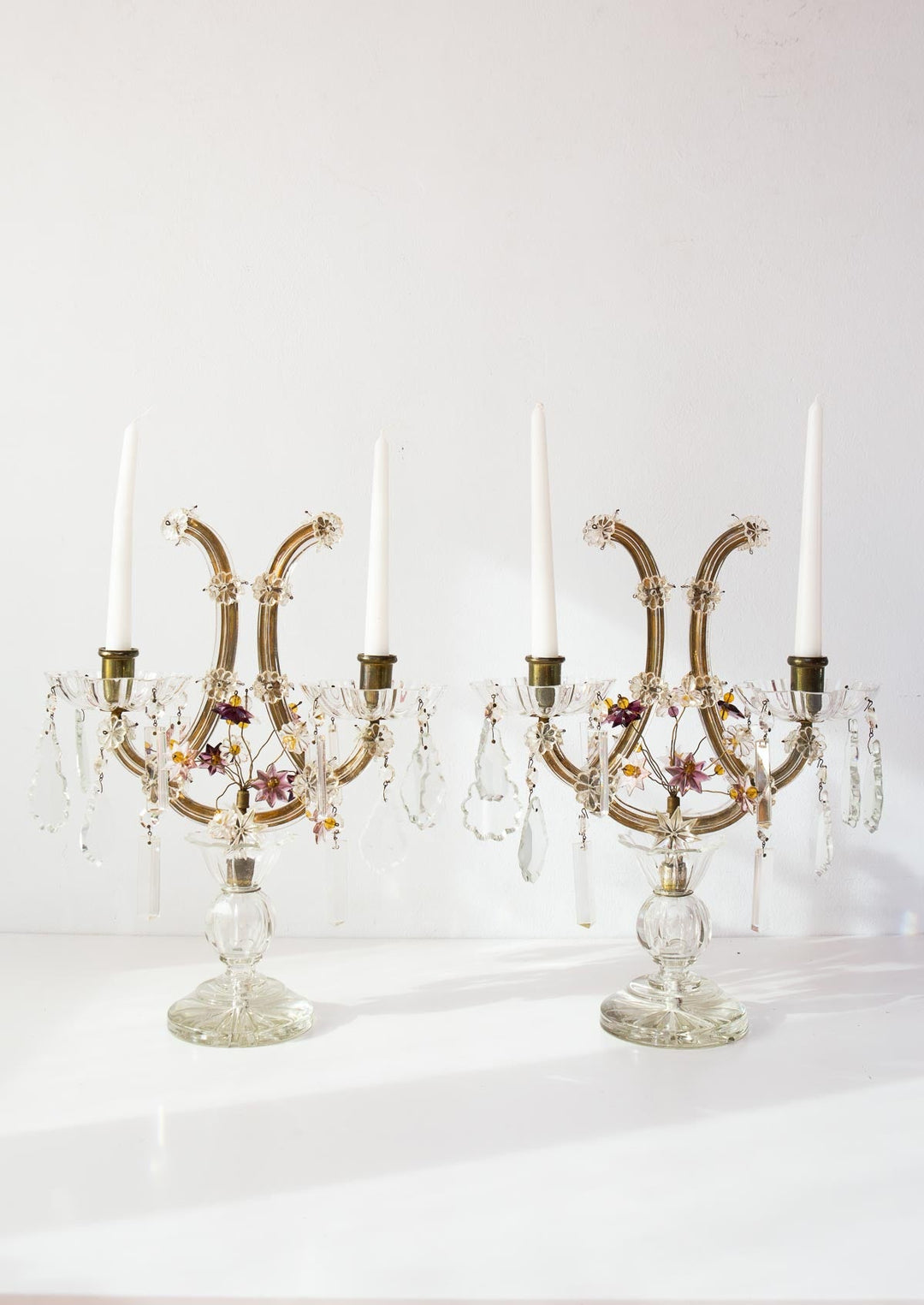 candelabros suecos cristales colores estrellas vintage swedish glass candleholders