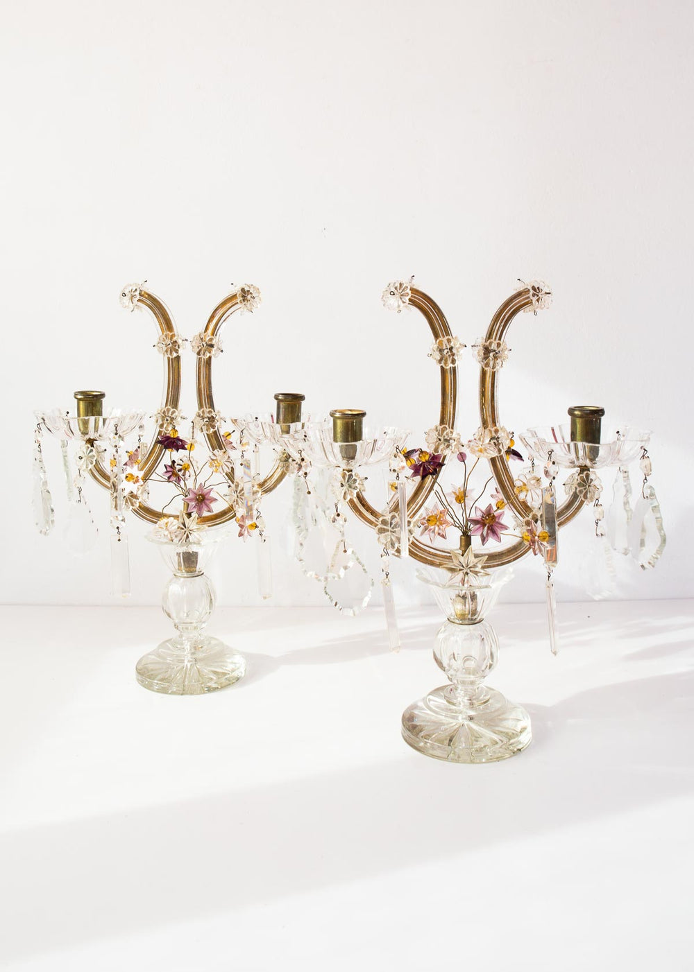candelabros suecos cristales colores estrellas vintage swedish glass candleholders
