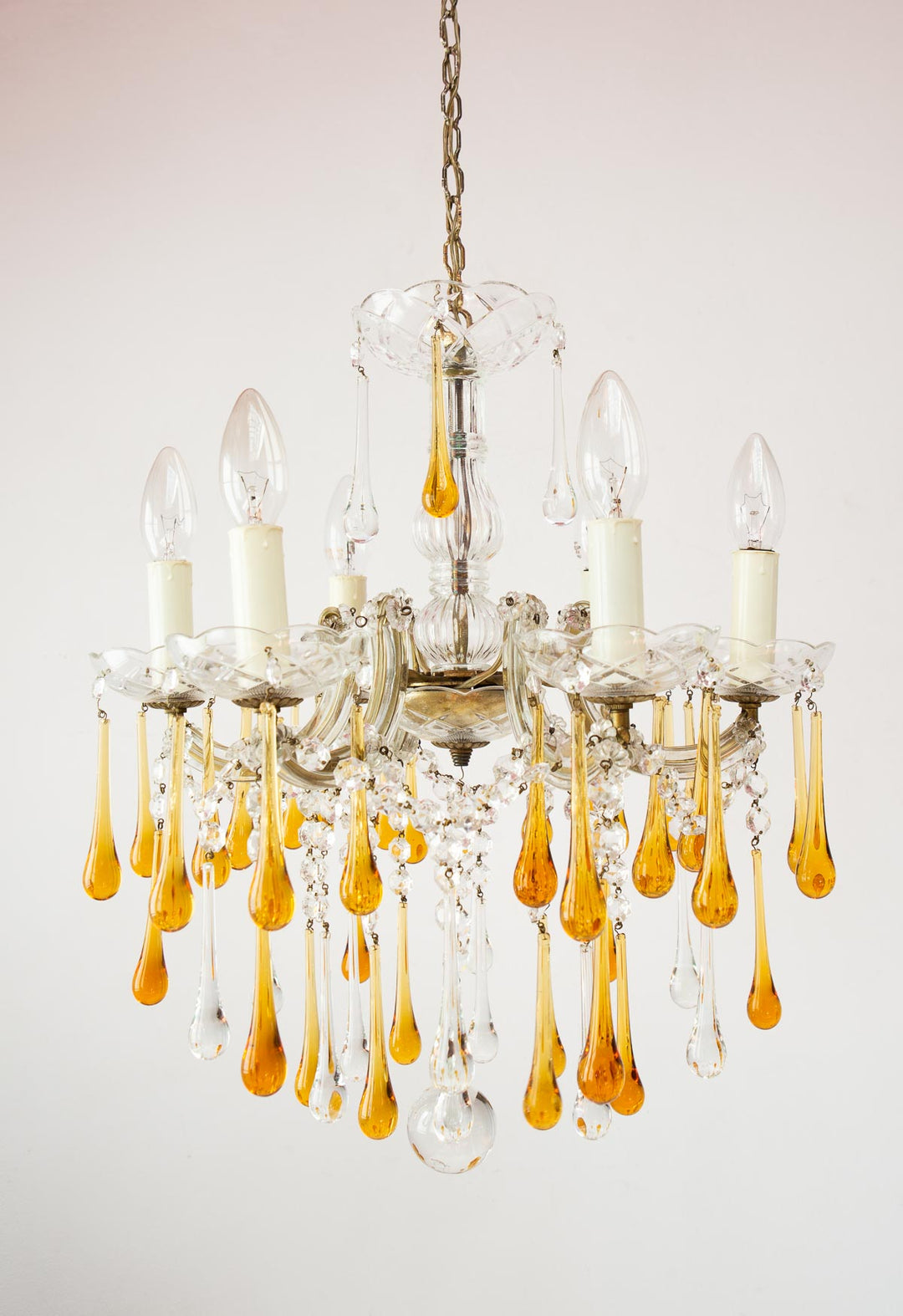 lámpara techo vintage cristales ambar maria teresa chandelier