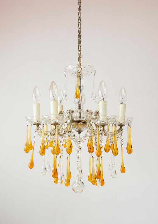 lámpara techo vintage cristales ambar maria teresa chandelier