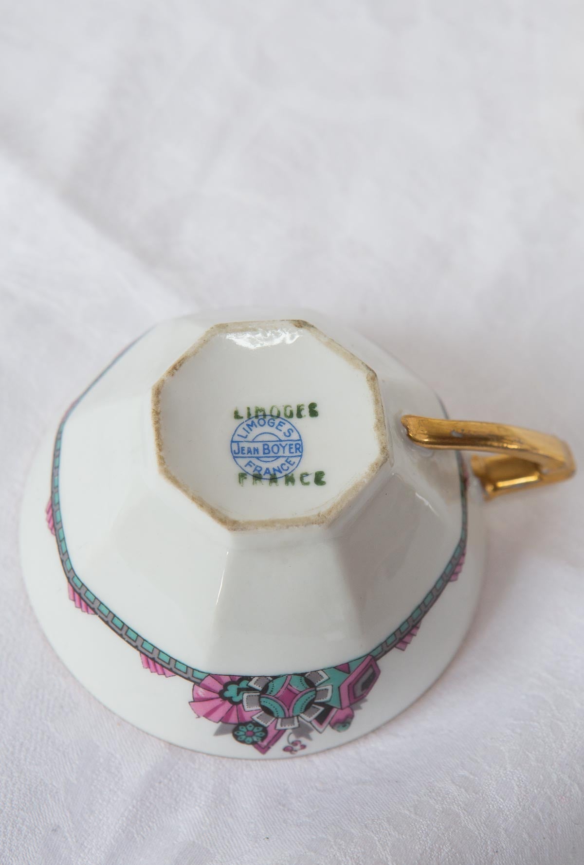 Juego de tazas y platos art decó Jean Boyer Limoges para 6