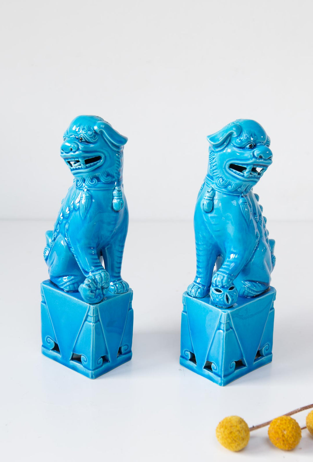 perros fu foo dogs azules porcelana china