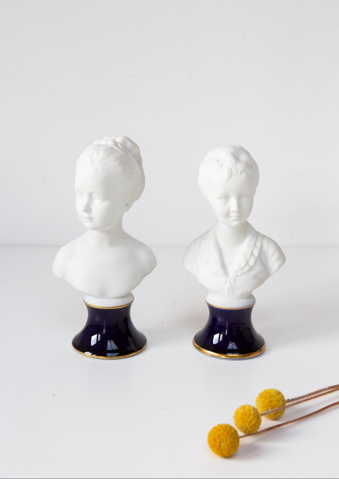pareja bustos porcelana niños limoges vintage french busts children