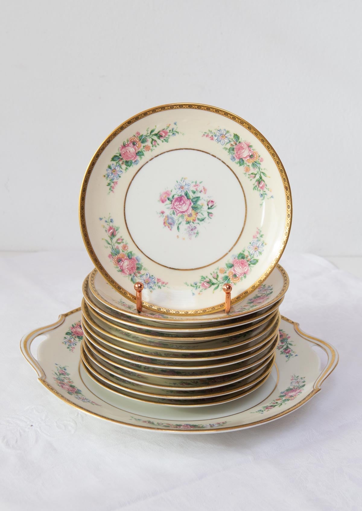 juego de postre limoges lanterier antique french dessert set