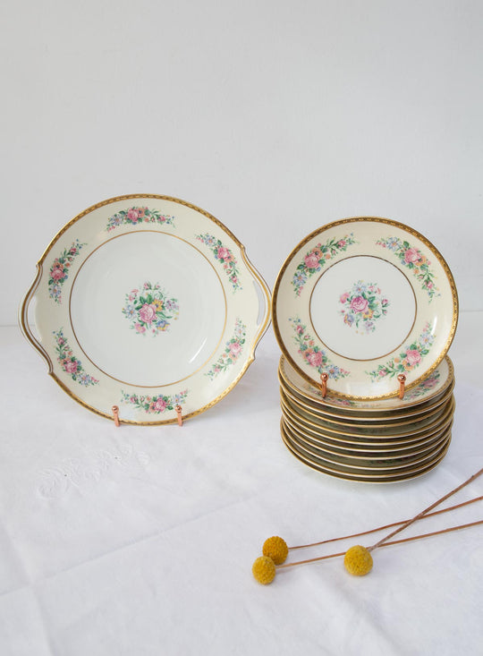 juego de postre limoges lanterier antique french dessert set