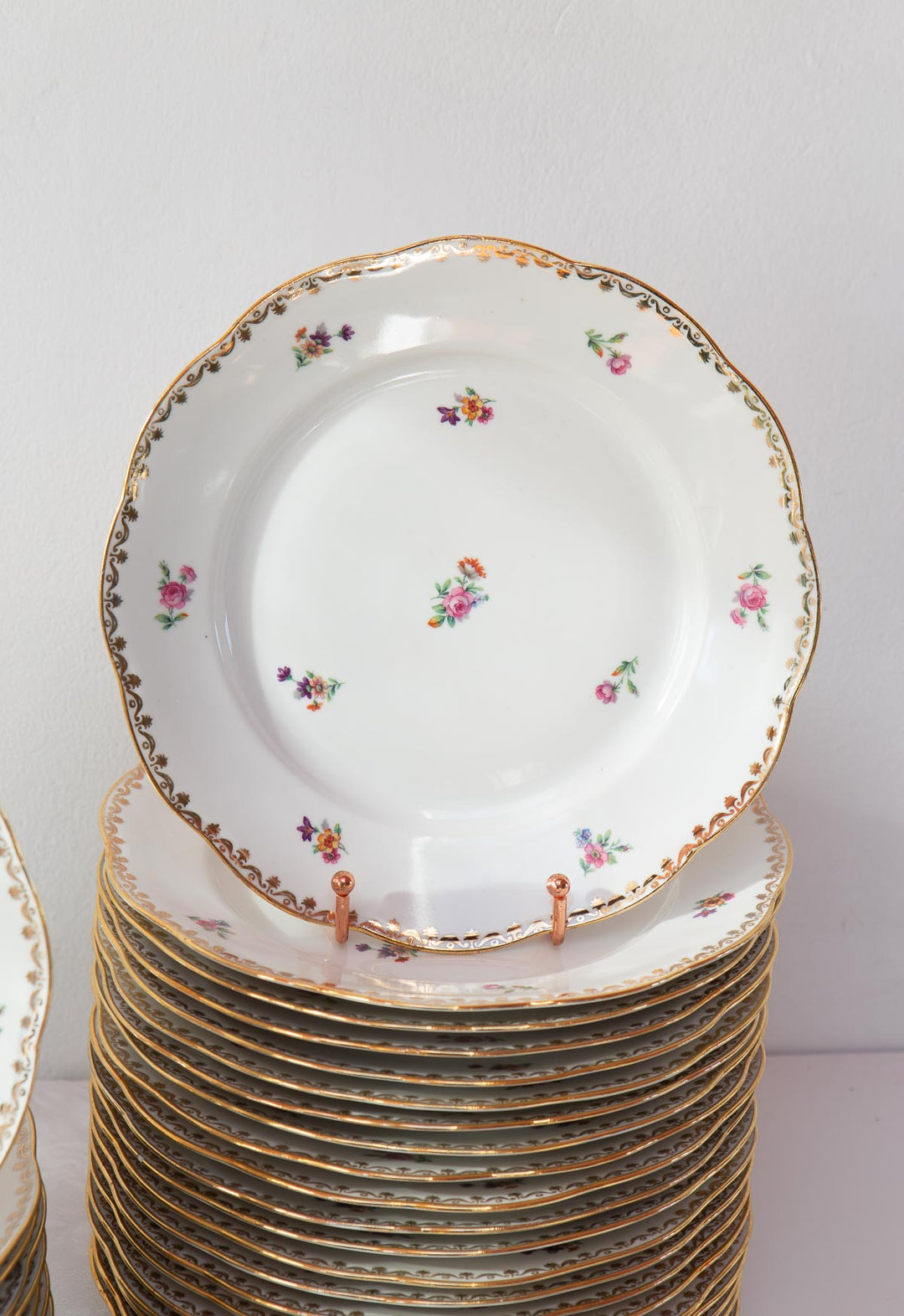 vajilla porcelana francesa limoges florecillas y dorado french dinner service