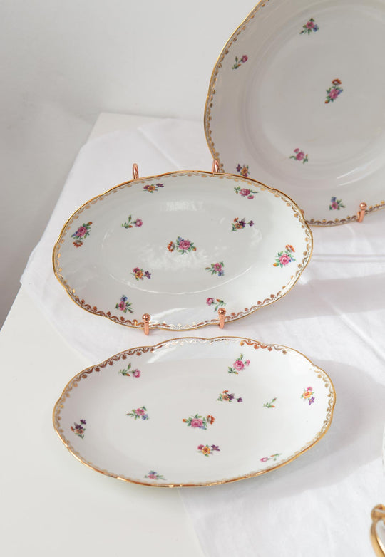 vajilla porcelana francesa limoges florecillas y dorado french dinner service