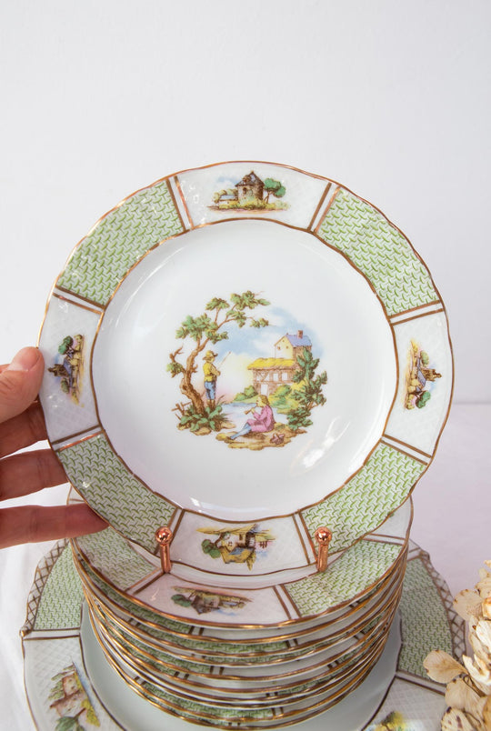 Juego de postre porcelana Limoges BERNARDAUD c. 1910 (11 servicios)