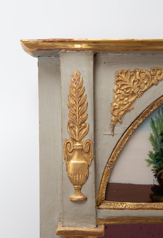 Antiguo espejo trumeau francés pintura bajo cristal c. 1830 (83,5*53,5 cm)