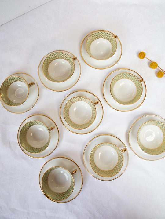 Juego de té porcelana Limoges con estrellas para 9 c. 1940/50 (18 PIEZAS)