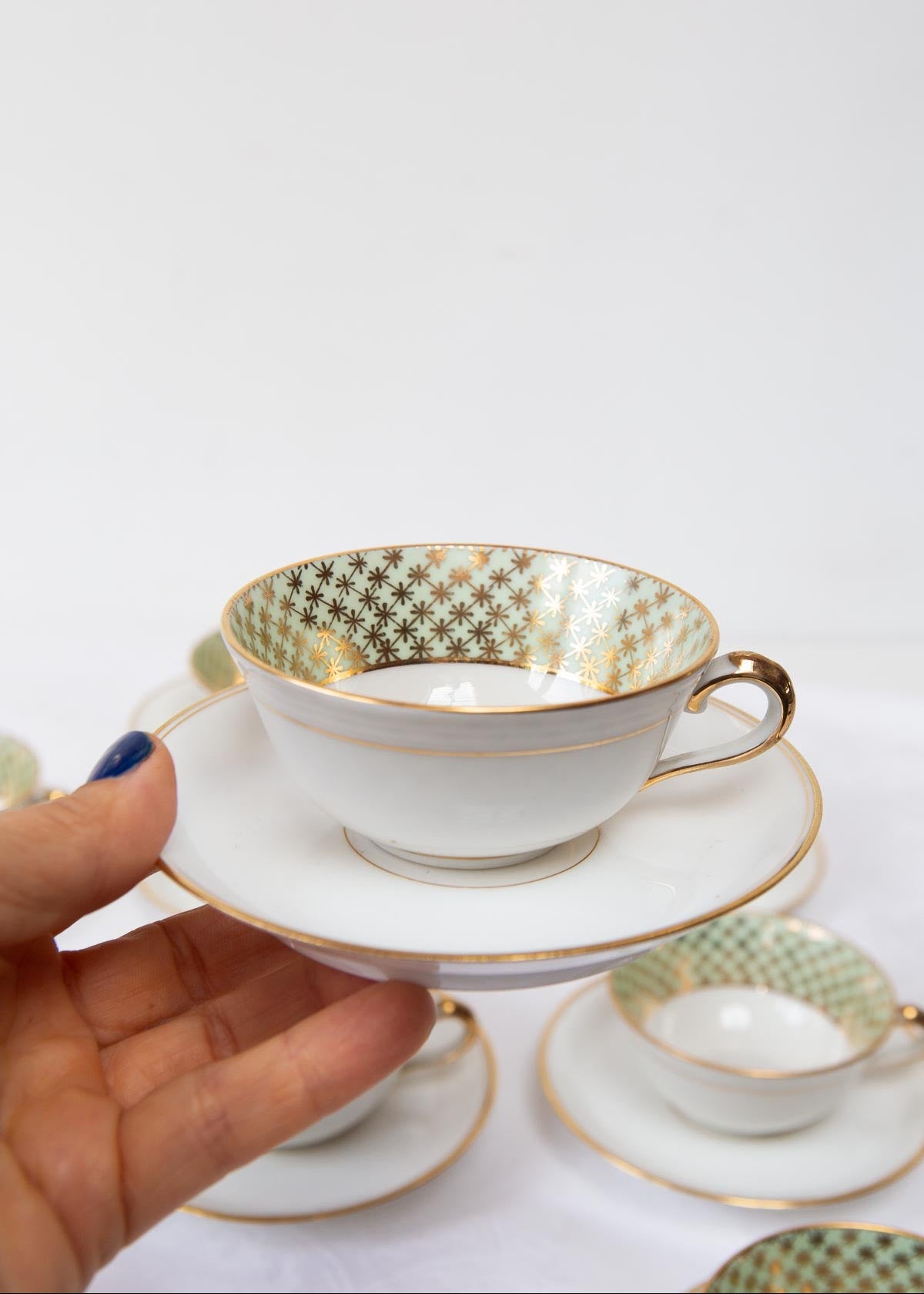 JUEGO TE PORCELANA PARA 10 LIMOGES ANTIGUO