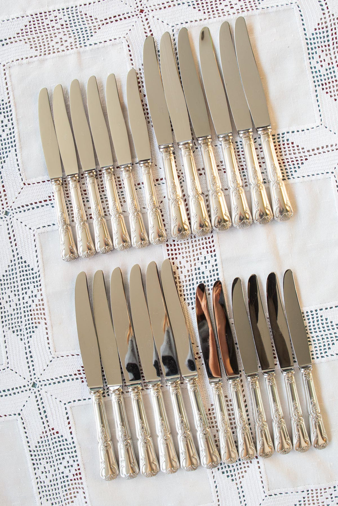 cuchillos franceses mesa y entrantes metal argente luis xv