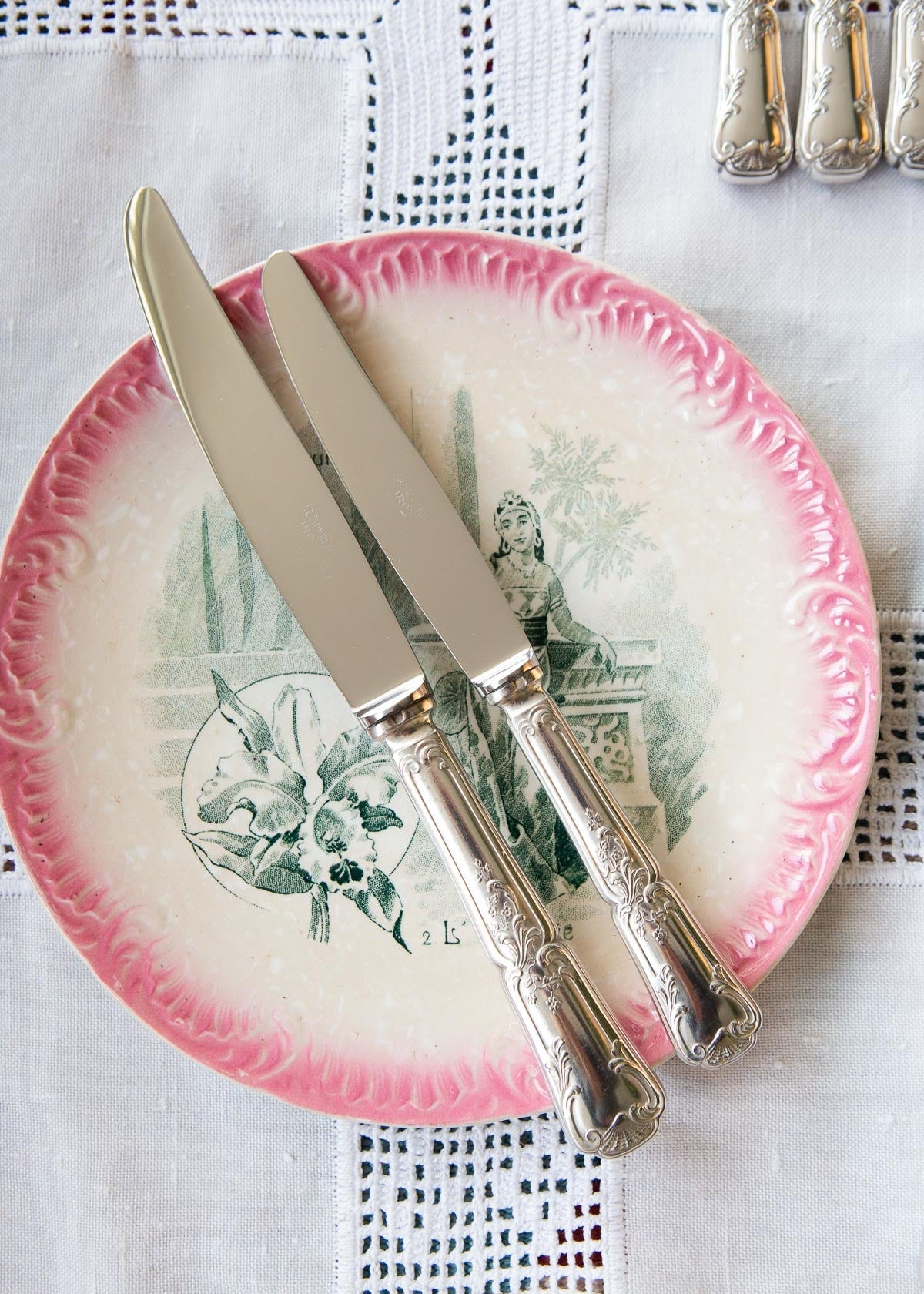 cuchillos franceses mesa y entrantes metal argente luis xv
