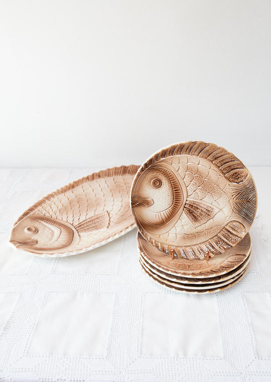 Conjunto para pescado fuente y 5 platos Sarreguemines (6 PIEZAS)