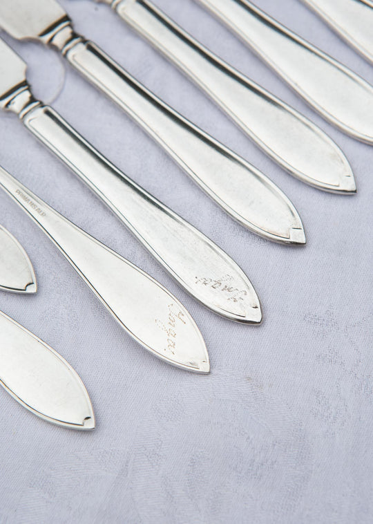 Cubiertos para 12 suecos metal baño plata "INGA" c. 1960s (24 PIEZAS)
